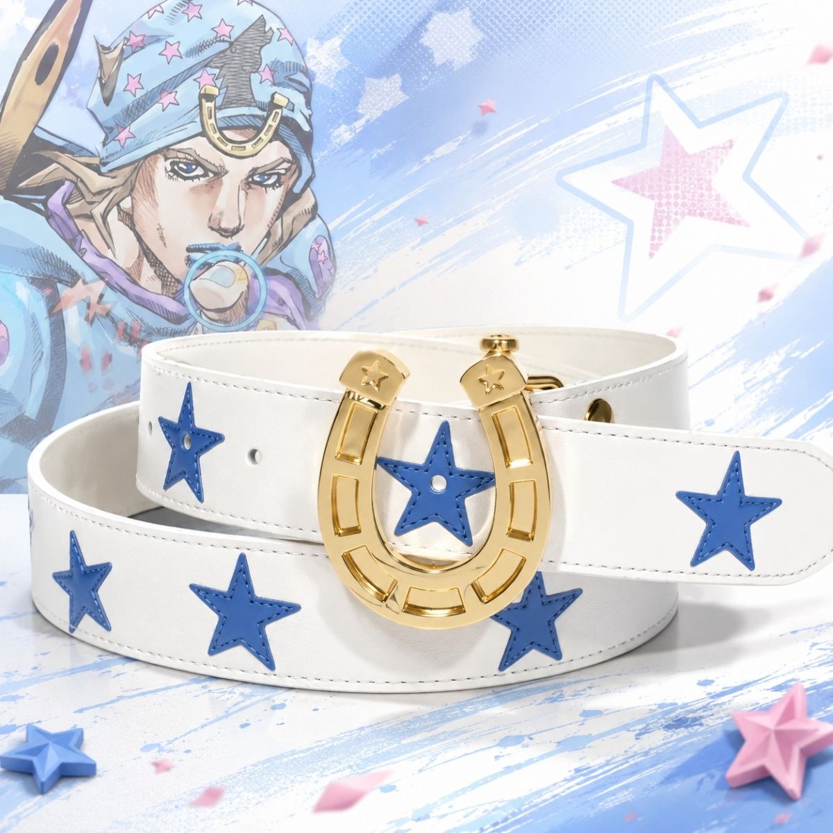 Cosplay Fire Prop - ジョジョの奇妙な冒険、ジョースター・ジョニーのコスプレ用、本革製のウエストベルト、金属製のバックル、アニメコスプレ小道具、ファンコレクション、おもちゃ、ギフト。