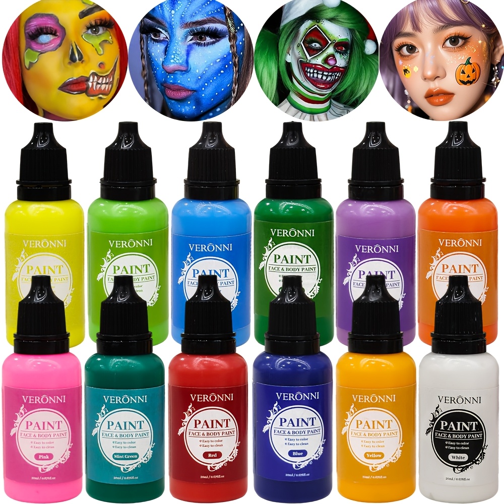 2本セットの白黒フェイスペイントセット。ペイントブラシ1本付 - Cosplay Prop Paint のレビューと価格